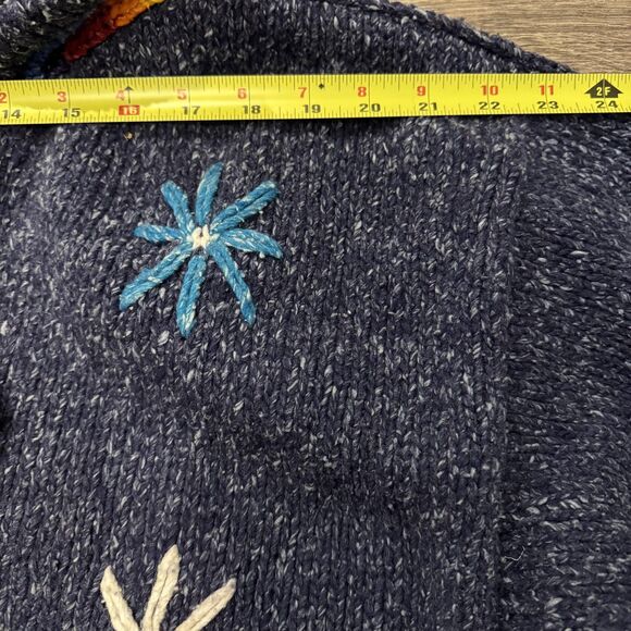 Tejidos Imalaya Sweater Pointed Hoodie Full Zip Wool Cotton Boho Aztec M/L - Picture 5 of 8